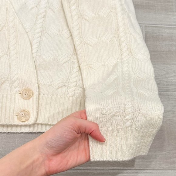 SWTR Cable Knit Cardigan Sweater in Cream Ivory Wool Cashmere Women's Size XL - Picture 11 of 16